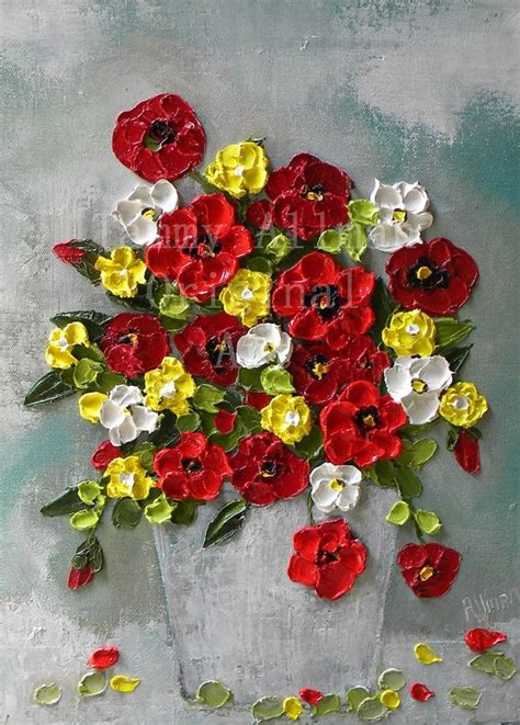 Impasto Oil Painting Red Poppies Impasto Painting Red Palette Knife