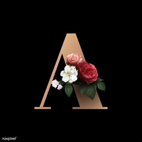 Classic And Elegant Floral Alphabet Font Letter A Vector Free Image