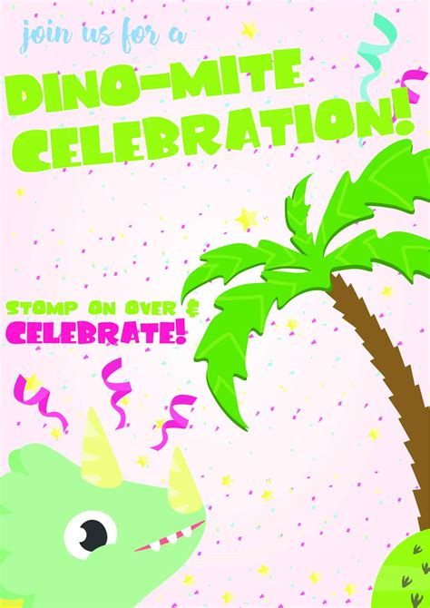 3 invitation templates designs (size: Dinosaur Birthday Invitations - Free Printable * Party ...