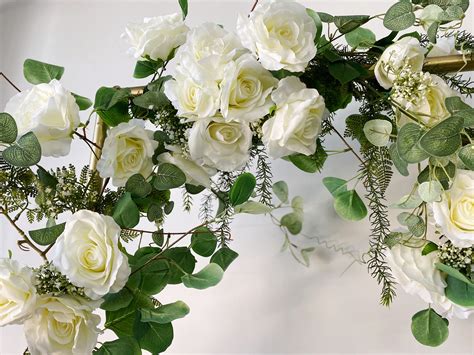 Creamy White Rose And Eucalyptus Arch Flowers Wedding Hanging Etsy