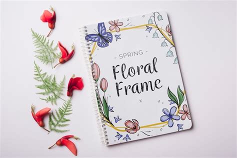 Premium Psd Notepad Template For Spring With Flowers