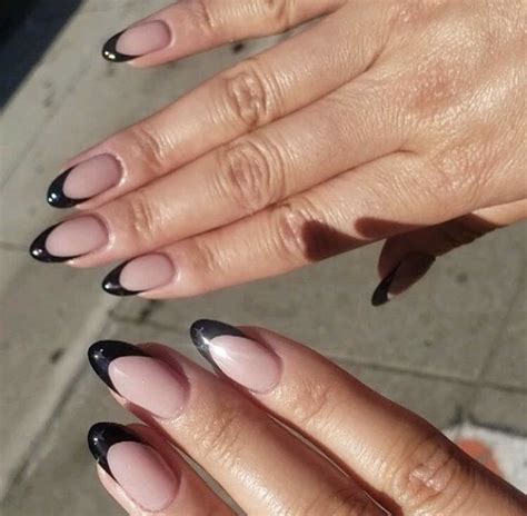 Black French Nails Black Almond Nails Black Acrylic Nails French Tip