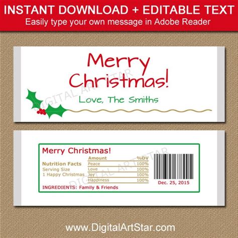 Free Christmas Candy Bar Wrapper Template Asilqds