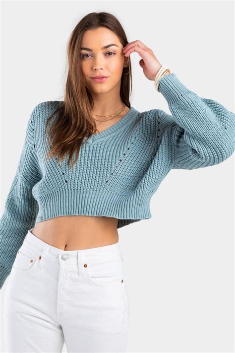 Carly V Neck Cropped Sweater