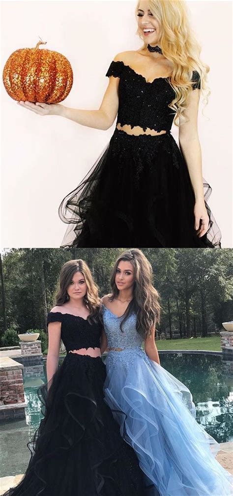 Sexy Prom Dresses Two Piece A Line Off The Shoulder Long Prom Dress Ch Anna Promdress