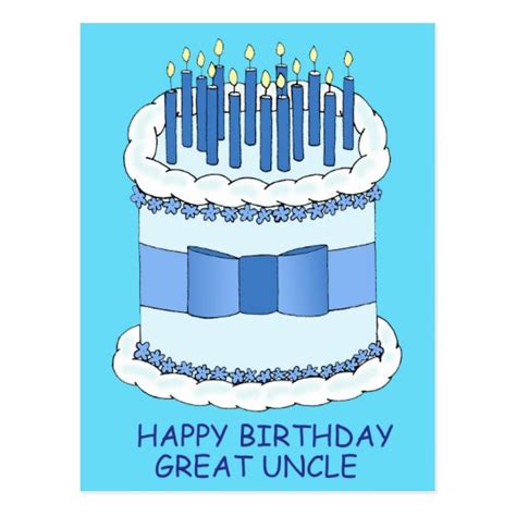Great Uncle Happy Birthday Cake And Candles Postcard