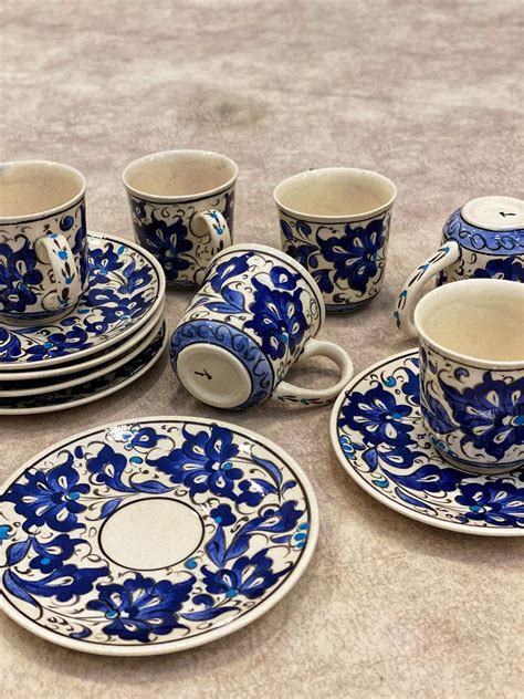 Hand Painted Ceramic Turkish Coffee Cup Set Espresso Cup Set Pottery