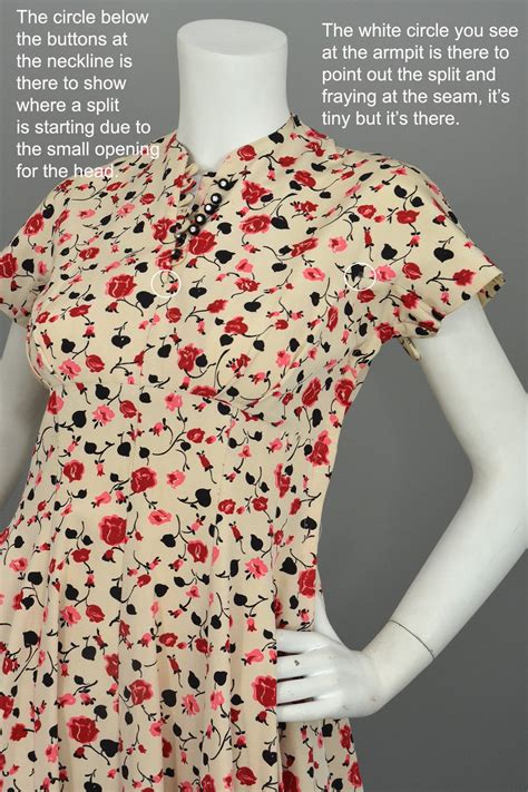 1950s Pink Red Rose Print Fit And Flare Vintage Party Dress