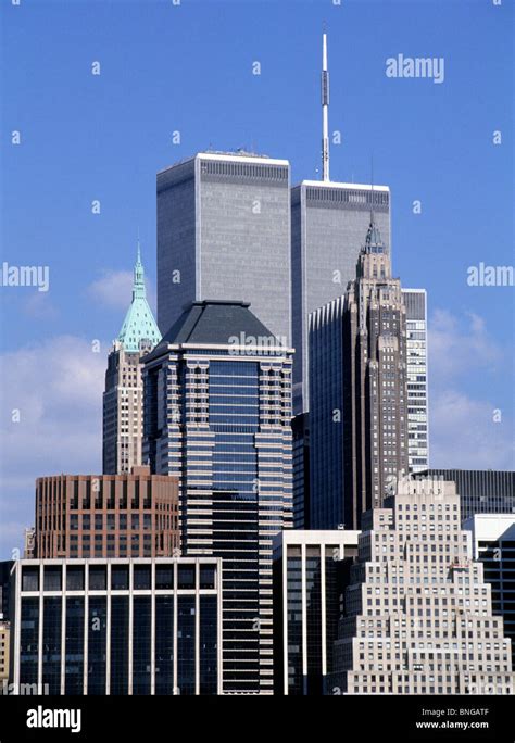 New York Lower Manhattan Wall Street Skyline 1996 World Trade Center