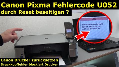 Vuescan is compatible with the canon mg5200 on windows x86, windows x64, windows rt, windows 10 arm, mac os x and linux. Canon Pixma Druckkopf Fehler U052 - Canon Drucker Reset - 4K Video - YouTube
