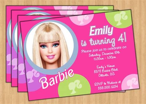 barbie digital birthday invitation by preciouspixel on etsy 5 00 barbie invitations barbie