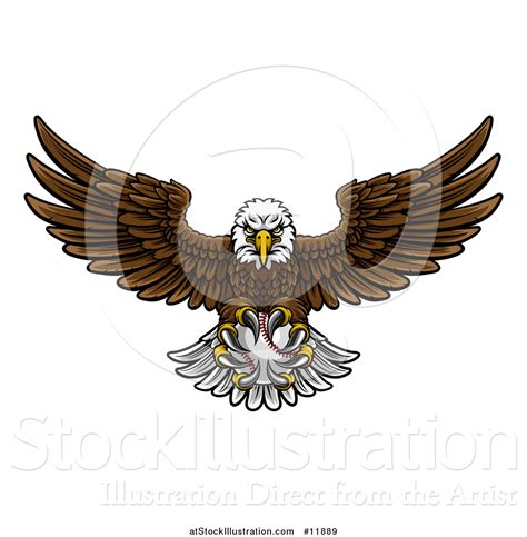 Vector Illustration Of A Cartoon Swooping American Bald Eagle With A