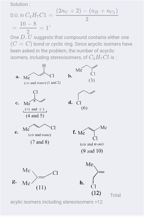The Total Number Of Cyclic Isomers Including The Stereoisomer For The