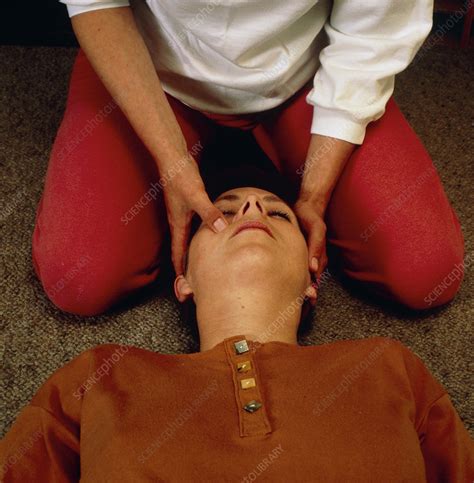 Woman Receiving Facial Shiatsu Massage Stock Image M740 0027 Science Photo Library