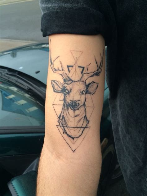 Sketchy Geometric Deer Tattoo Tattoos Deer Tattoo Ink Link