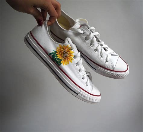 Custom Sunflower Shoes Hand Painted Flower Converse Floral Etsy