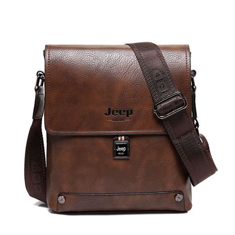 New Jeep Men Leather Crossbody Bag Casual Business Vintage Mens Bag