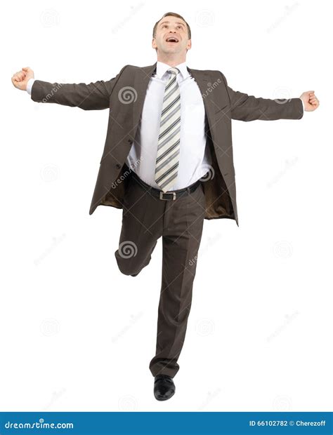 Happy Businessman Running Forward Stock Photo Image Of Businessman