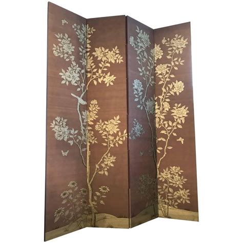 Gracie Silk Hand Painted Screen With Silver Design In 2020 Asian