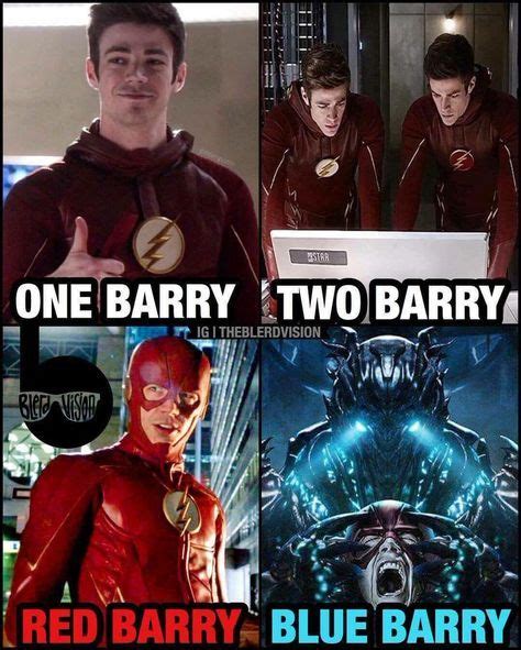 The Flash And Superman Movie Memes With Caption That Reads One Barry Two Barry Red Barry Blue Barry