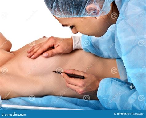 Female Nude Body Part Breast Implants And Plastic Surgery Stock Image