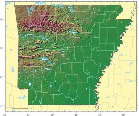 Arkansas State Relief Map Relief Map Of Arkansas State