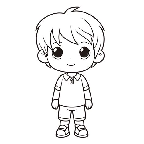 Small Boy Coloring Page Outline Sketch Drawing Vector Wing Drawing