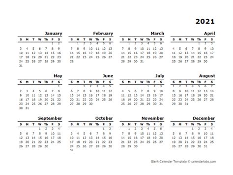 2021 Printable Yearly Design Calendar Free Printable Templates