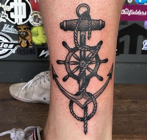 Ships Wheel And Anchor By Longdogtattoos Wheel Tattoo Tattoos