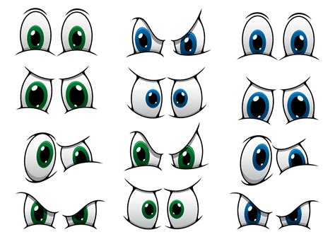 Conjunto De Ojos De Dibujos Animados Que Muestran Varias Expresiones