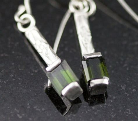Items Similar To Green Tourmaline Sterling Earrings Tourmaline Bar