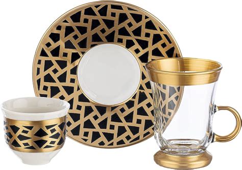 Amazon Com Decostyle Tea Set Tea Glass And Plate Set Set Of