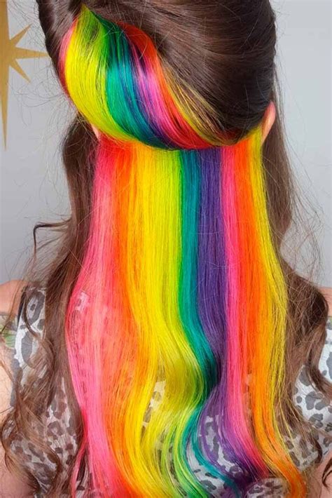 chic hidden rainbow hair is the magic you need to be trendy rainbow hair hidden rainbow hair