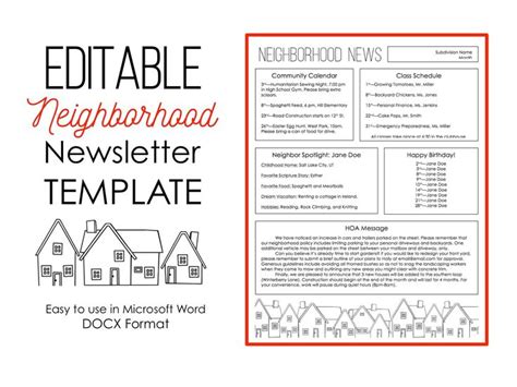 Page Newsletter Template For Microsoft Word Neighborhood Etsy Newsletter Template Free