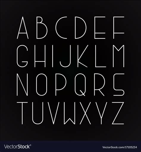 Thin Minimalistic Font English Alphabet Royalty Free Vector