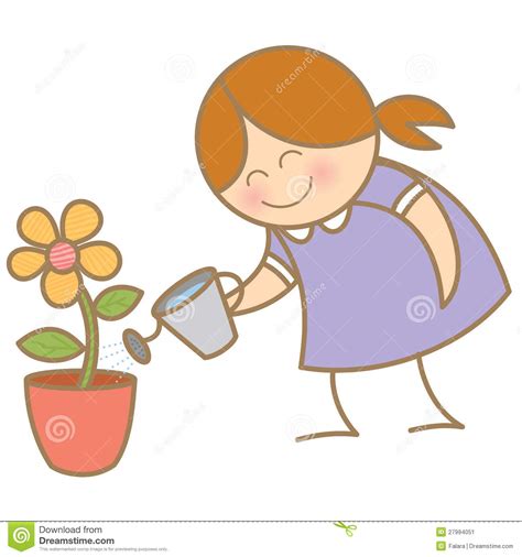 Girl Water Small Flower Pot Stock Image Image 27994051