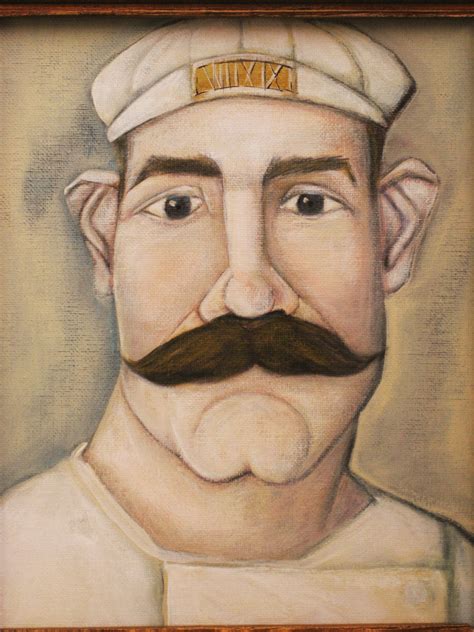 Male Portrait Painting Original Fine Art Framed Mustache Men In Hats