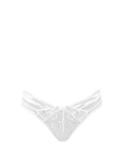 Agent Provocateur Essie Cutout Strap Leavers Lace Thong In White Modesens