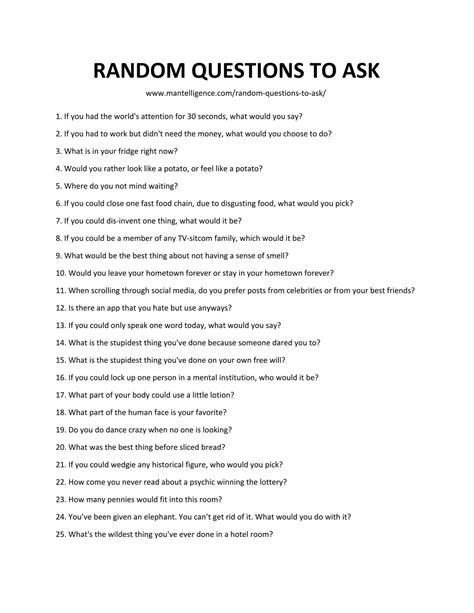 70 Random Questions To Ask For Girls Guys Or Couples Fun