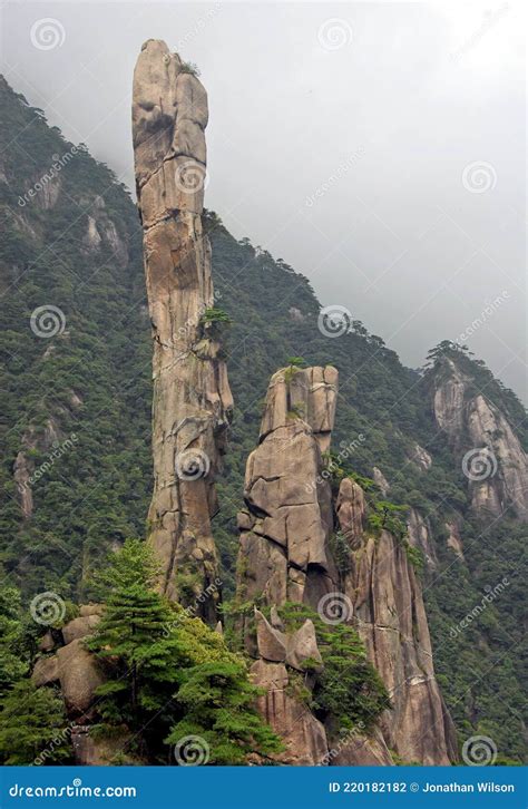 Sanqingshan Mountain In Jiangxi Province China View Of Snake Rock Or