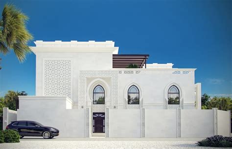 White Modern Islamic Villa Exterior Design 4white Stone With Geometric