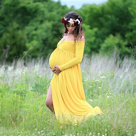 Jersey Cotton Maternity Photography Long Dress Sweet Heart Maternity Photo Shoot Maxi Gown