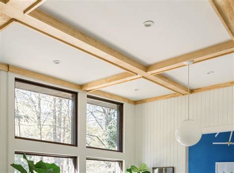 First, we replace the lights with positionable led recessed lights. How to Install Coffered Ceilings - Think Wood