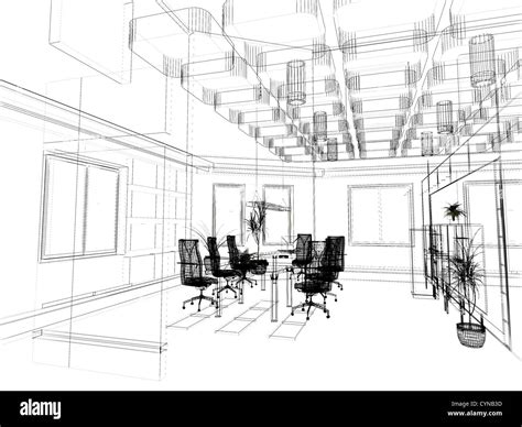 The Modern Office Interior Design Sketch 3d Render Stock Photo Alamy