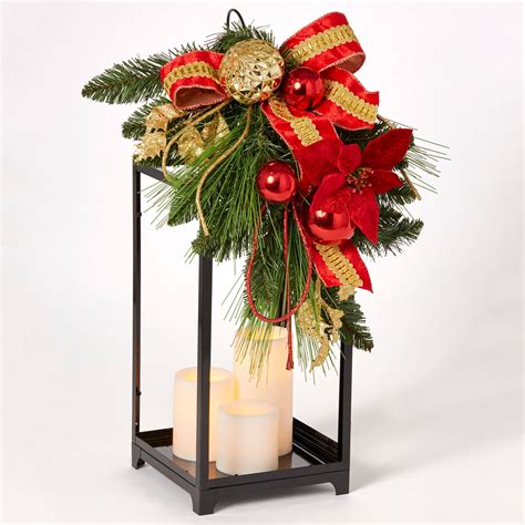 Brylanehome Christmas 22 Red Ribbon Lantern With Candles Multi