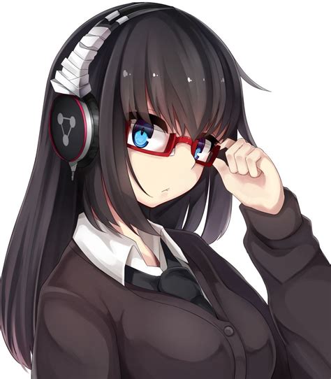Black Hair Anime Girl With Glasses