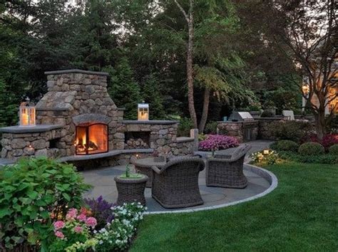 30 Pretty Seating Area Ideas With Outside Fireplace Backyard