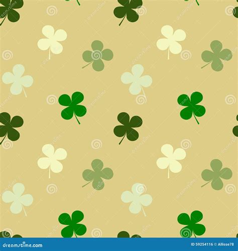 Four Leaf Clover Seamless Pattern Background Illustration Stock Vector