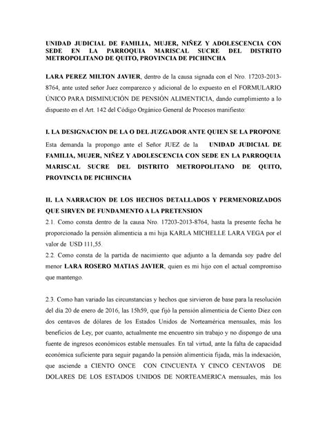 Arriba 48 Imagen Modelo De Demanda De Rebaja De Pension Alimenticia