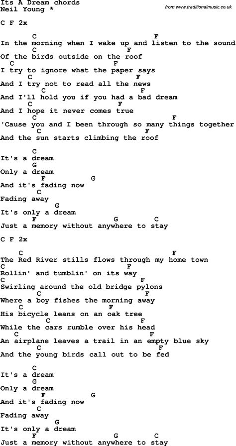 Song Lyrics With Guitar Chords For Its A Dream